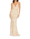 MAC DUGGAL WOMEN'S SEQUIN-EMBELLISHED LACE-UP BACK GOWN
