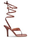 Paris Texas Iris Snakeskin-embossed Leather Lace-up Sandals In Brown