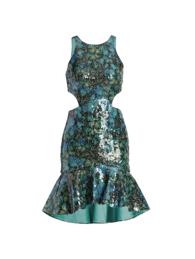 Cdgny By Cd Greene Sequined Butterfly Minidress In Teal