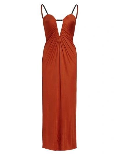 Adriana Iglesias Darice Jewel Cut-out Slip Dress In Orange