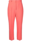 Alexander Mcqueen High-waisted Tailored Wool Trousers In Rosa