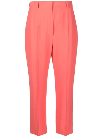 Alexander Mcqueen High-waisted Tailored Wool Trousers In Pink