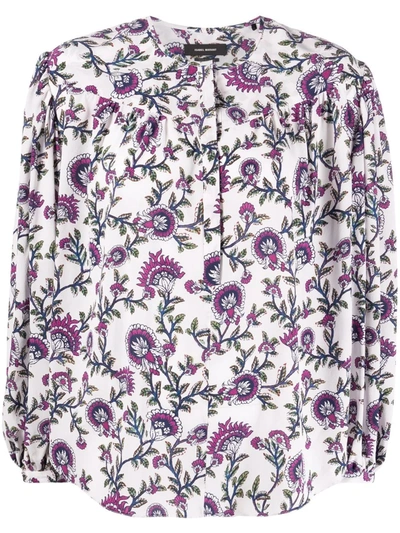 Isabel Marant Brunille Floral Silk-blend Blouse In White