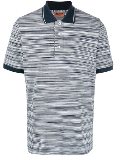 Missoni Striped Short-sleeve Polo Shirt In Blue