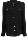 Balmain Silk Crepe De Chine Shirt In Black