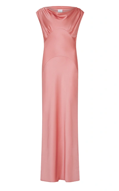 Paris Georgia Women's Raina Draped Satin Maxi Dress In Pink