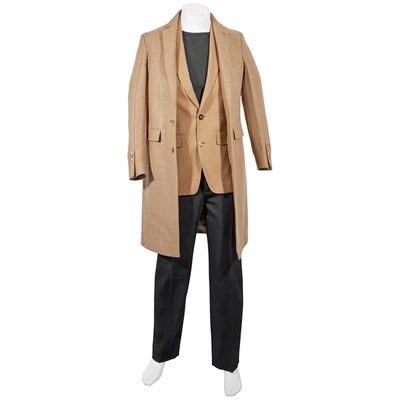 Burberry Camel Hair Single-breasted Coat With Detachable Wool Jacket, Brand Size 48 (us Size 38) In Yellow