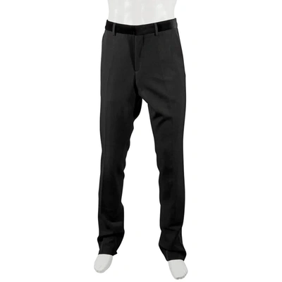 Burberry Mens Black Classic Fit Velvet Trim Wool Tailored Trousers, Brand Size 50 (waist Size 34.3'')