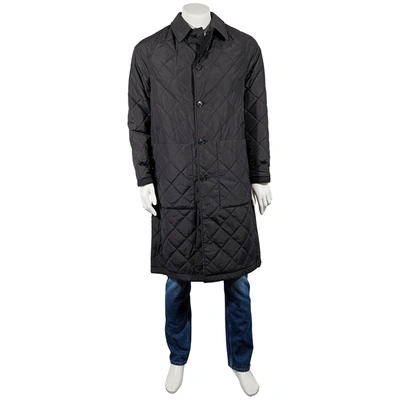 Burberry Doncaster Stripe Detail Lightweight Reversible Coat, Brand Size 48 (us Size 38) In Black,white