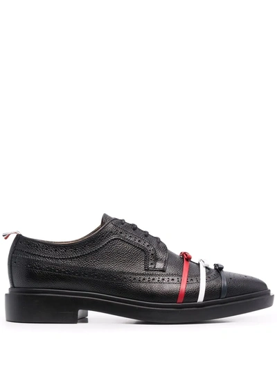 Thom Browne 三蝴蝶结长翼布洛克鞋 In Black