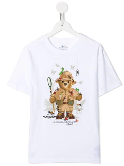Ralph Lauren Kids' Teddy Bear-print T-shirt In White