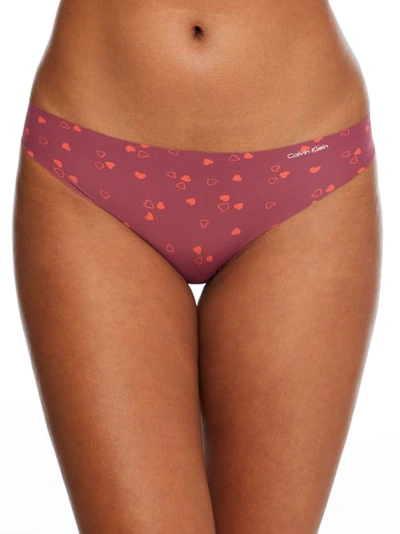 Calvin Klein Printed Invisibles Thong In Many Hearts