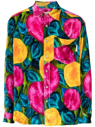 Marni Floral-print Velvet Shirt In Multi