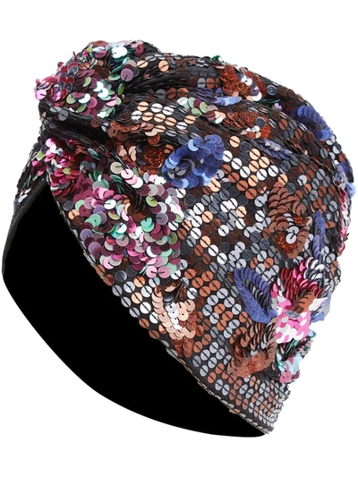Mary Jane Claverol Amber Sequin-embellished Headwrap Cap In Pink