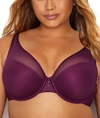 Curvy Couture Diamond Net Plunge T-shirt Bra In Aubergine