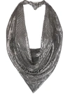 Alexander Wang Cropped Draped Chainmail Halterneck Top In Silver