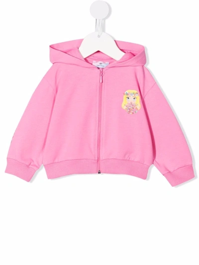 Chiara Ferragni Babies' Cartoon Print Hoodie In Pink