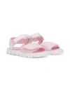 Dolce & Gabbana Embroidered-logo Touch-strap Sandals In Pink