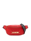 Love Moschino Quilted Logo Plaque Belt Bag In Red
