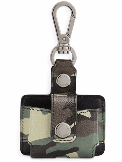 Dolce & Gabbana Camouflage-print Leather Keyring In Green