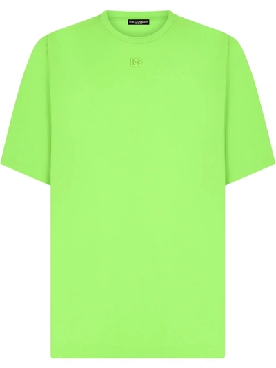 Dolce & Gabbana Embroidered Logo T-shirt In Green
