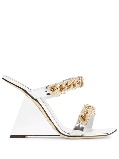 Giuseppe Zanotti Berenicee Chain 105mm Sandals In Silver