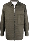 Valentino V Optical Quilted Nylon Shirt Jacket In Green
