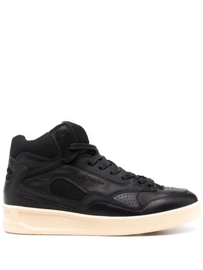 Jil Sander Black Basket High Top Leather Sneakers