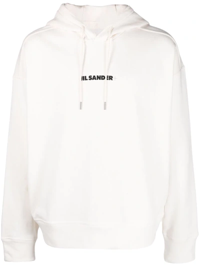 JIL SANDER LOGO PRINT COTTON HOODIE