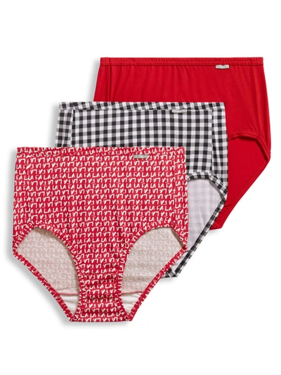 Jockey Plus Size Elance French Cut Brief 3-pack In Holiday Red Assorted