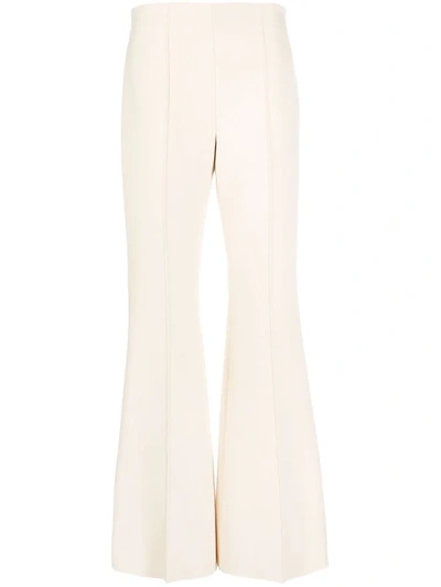Ferragamo High-waist Flared Trousers In Beige