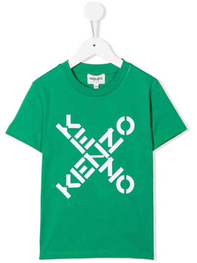Kenzo Kids' Green T-shirt With White Print