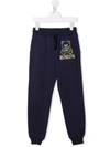 MOSCHINO EMBROIDERED-LOGO TAPERED TROUSERS