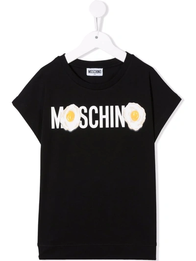 Moschino Kids' Egg Logo-print T-shirt In Black