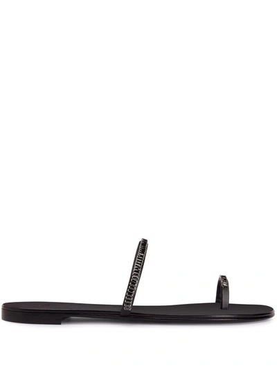 Giuseppe Zanotti Toe-strap Leather Sandals In Black