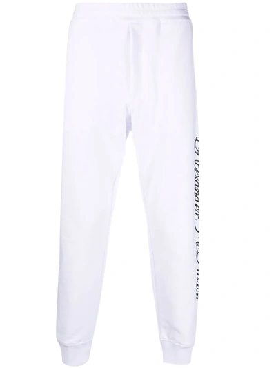 Alexander Mcqueen Slim-fit Cotton Track Pants In White/black