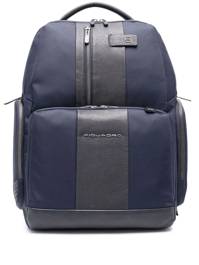 Piquadro Panelled Two-tone Backpack In Blau