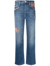 MOTHER EMBROIDERED STRAIGHT-LEG JEANS