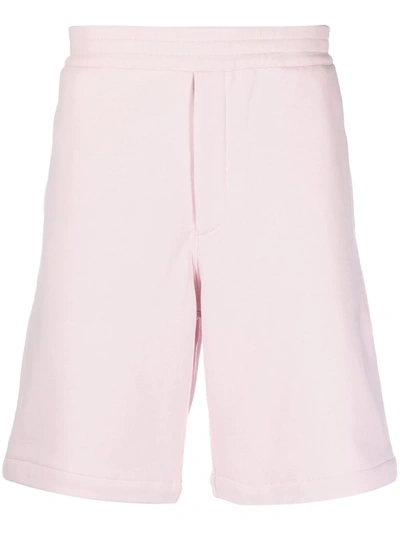 Alexander Mcqueen Side-stripe Cotton Track Shorts In Pink