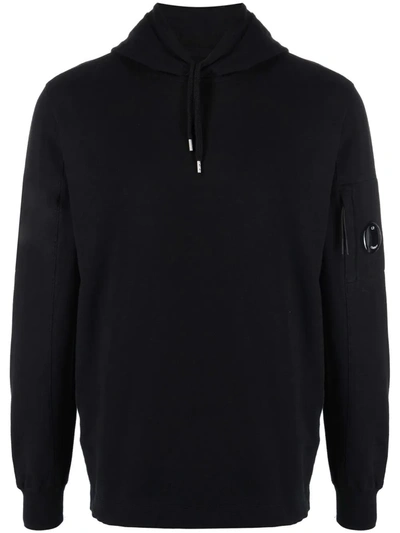 C.p. Company Lens-detailed Cotton Hoodie In Black