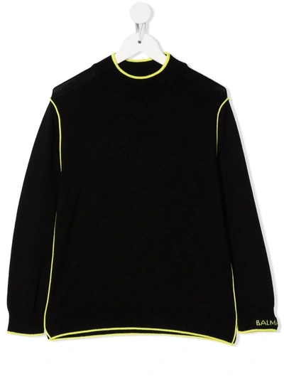 Balmain Kids' Contrasting Knitted Jumper In Black