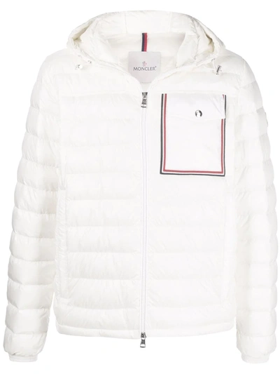 Moncler Lihou Grosgrain-trimmed Quilted Shell Hooded Down Jacket In White