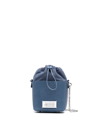 Maison Margiela Logo Bucket Bag In Blue