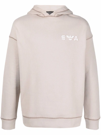 Emporio Armani Cashmere-cotton Blend Hoodie In Neutrals