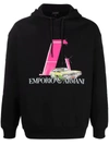 EMPORIO ARMANI CAR LOGO-PRINT HOODIE