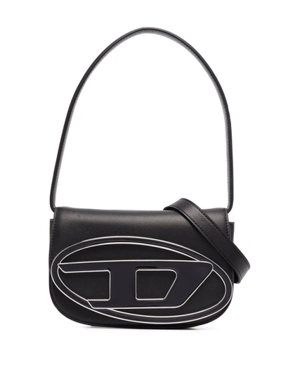 Diesel Leather 1dr-m Shoulder Bag In Black