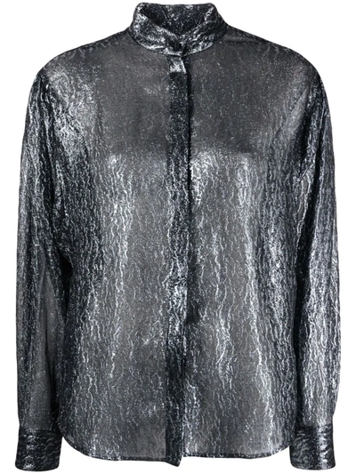 Isabel Marant Metallic Effect Black Cadeno Shirt In Nero