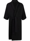 Fear Of God Cropped-sleeve Cotton-waffle Robe In Black