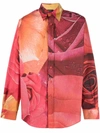 Just Cavalli Snow Leopard Printed Cotton Long-sleeve Shirt In Rosso