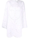 Dolce & Gabbana Eyelet Long-sleeve Cotton Mini Dress In White